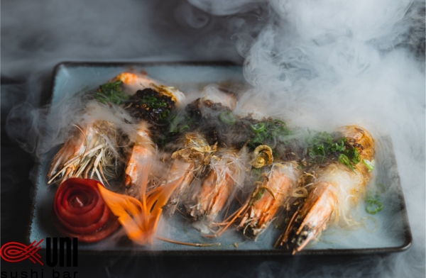 Steamed prawns with vermicelli noodles